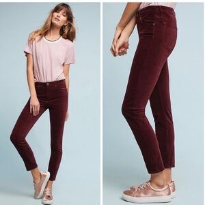 AG for Anthropologie The Stevie Mid-Rise Velvet Skinny Ankle Jeans Size 27 R
